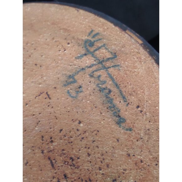 Modernist Studio Pottery Splatter Paint On faux lidded Vase signed Abrams? '73 - Picture 16 of 16